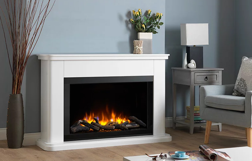 Katell Fire place in a blue living room